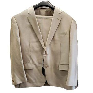 New Verno Mens Sharkskin Classic Fit 2 Piece Suit Tan 42SX36W